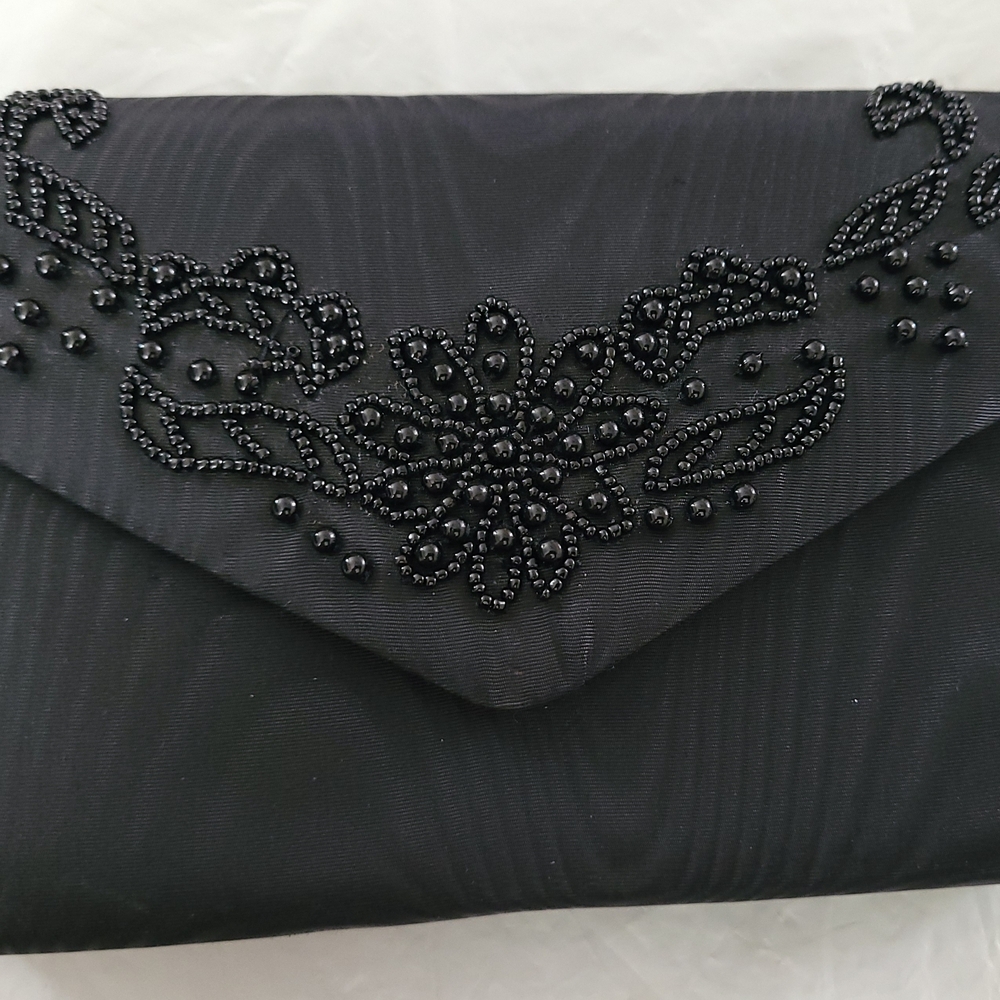 Chateau Black Beaded Clutch